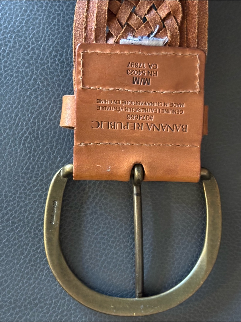 Banana Republic Woven Braided Leather Belt Tan Brass-tone Buckle - Picture 5 of 9